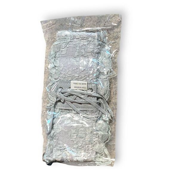 Yik Fung Vintage Y2K Gray Lace Corset Wide Statement Belt Leather Accents main image 6